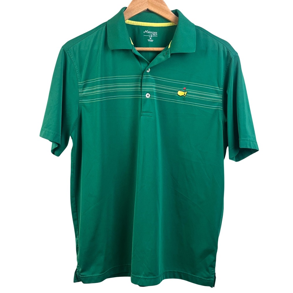 Masters Tech Green Banded Masters Augusta Golf Short Sleeve Polo Shirt Medium